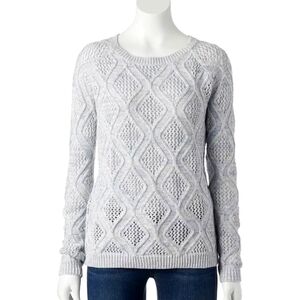 Sonoma Goods For Life® Marled Cable-Knit Sweater Sz Large Purple & White